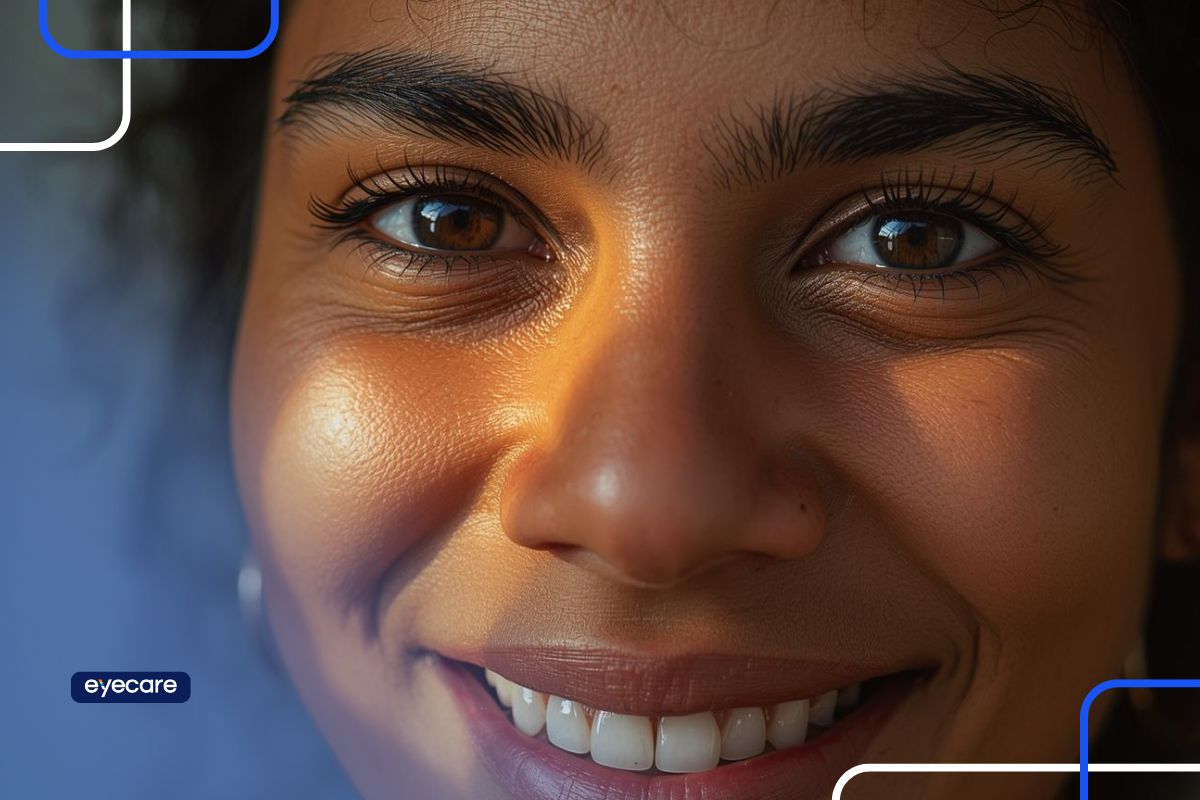 Olhos de uma mulher em destaque, simbolizando a importância das córneas transplantadas na recuperação da visão