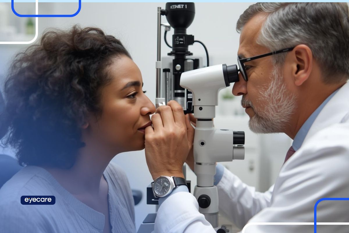 mulher em consultório para verificar doenças tratadas por oftalmologistas