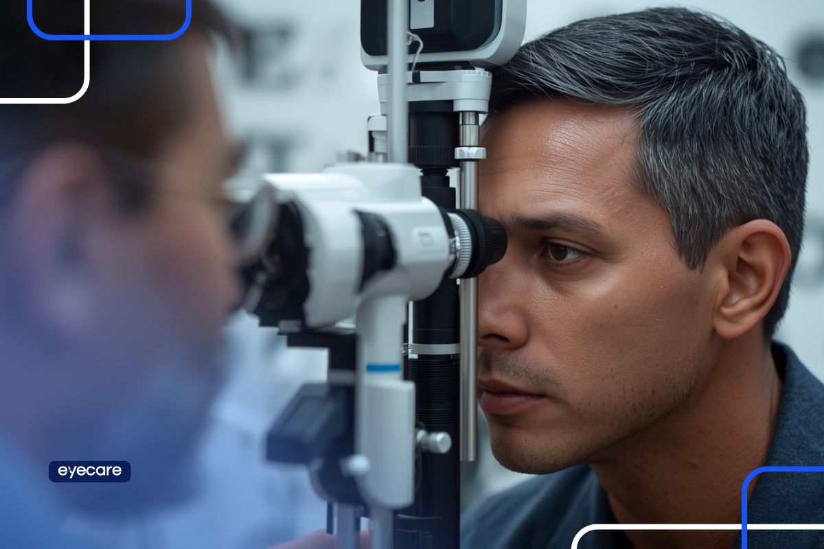 homem fazendo exames oftalmológicos regulares
