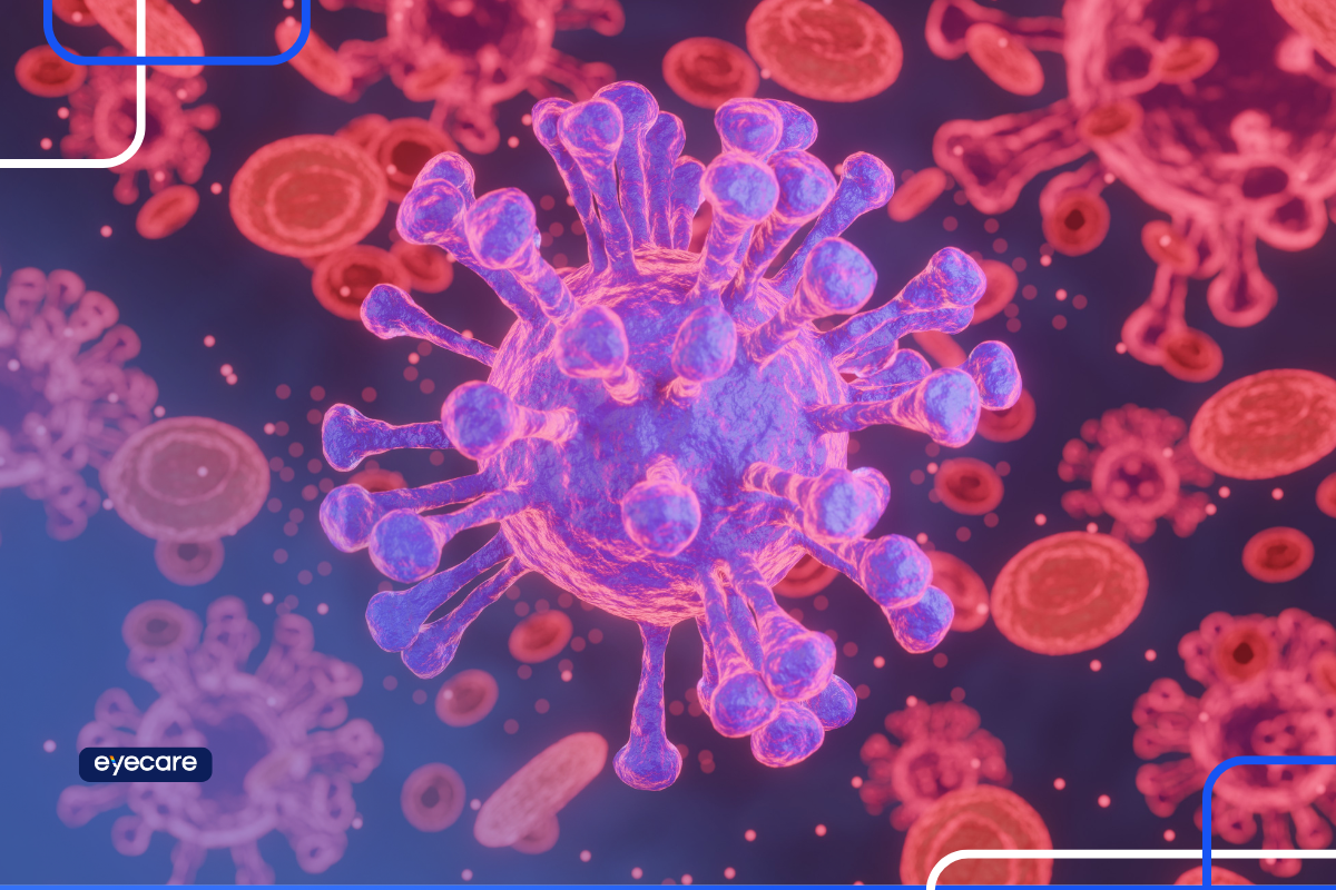 imagem de um vírus, pode ser um causador de doenças oftalmológicas